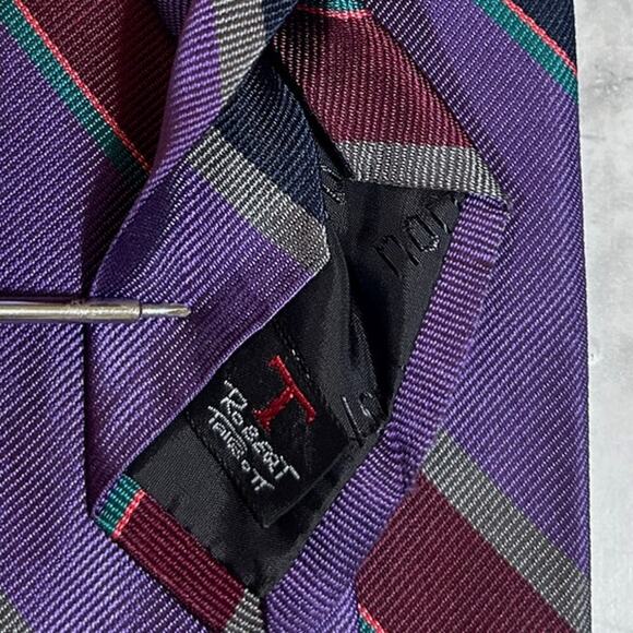 Mens 100% Silk Ties Lot Of 5 Blue Striped Multi Design Print Career Work Church - Picture 8 of 9